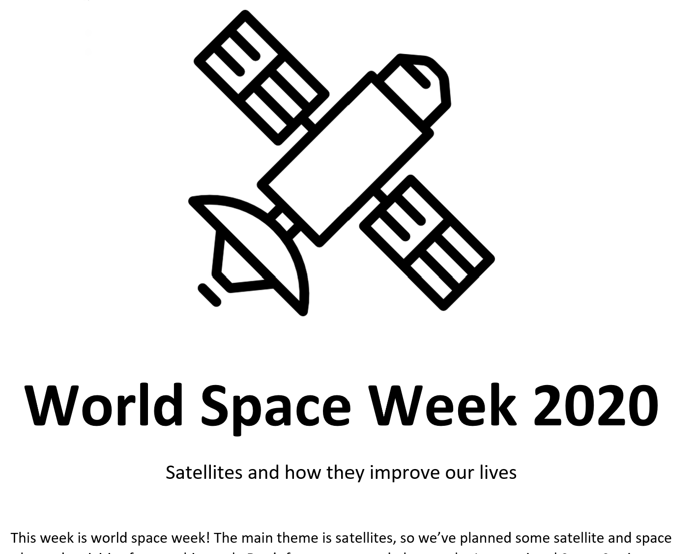 World Space Week 2020 Satellites